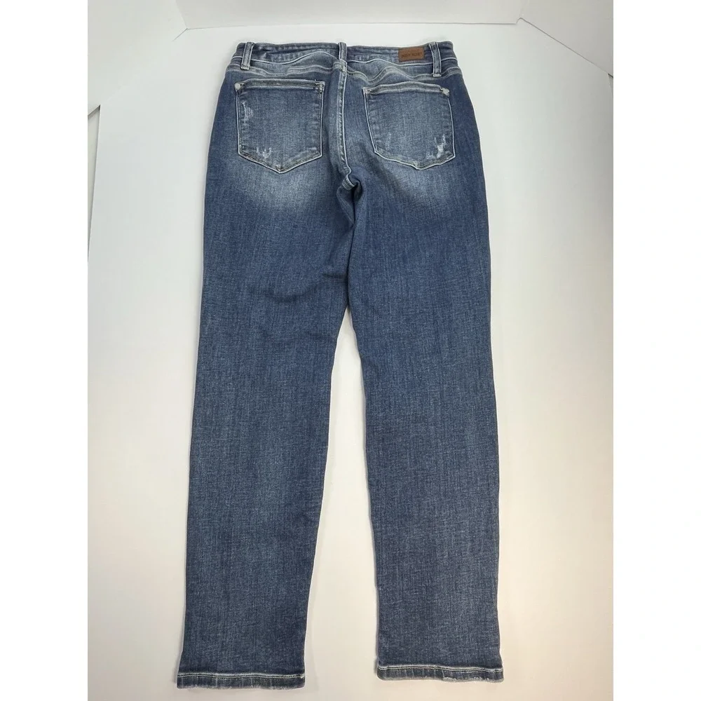 Judy Blue Jeans Womens 11/30 Blue Boyfriend Fit Distressed JB82427MD Mid Rise